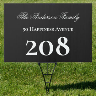 Street Address House Number Black and White Sign