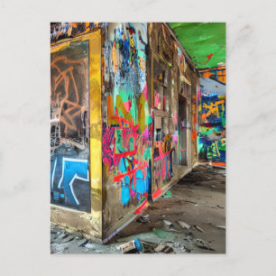 Street Art Abandoned Building Keeping in Touch Postcard