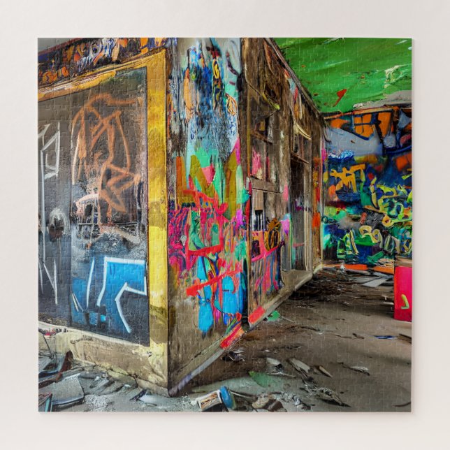 Street Art Abandoned Building Personalized Jigsaw Puzzle (Vertical)
