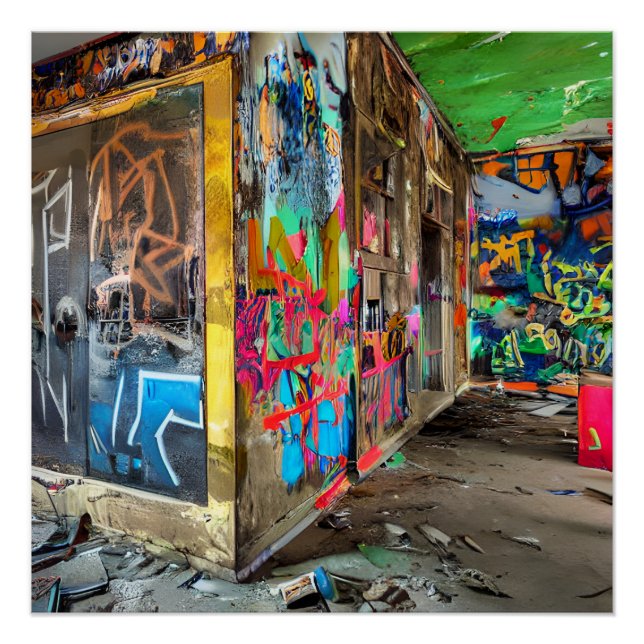 Street Art Abandoned Building Personalized Poster (Front)