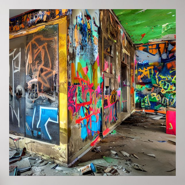 Street Art Abandoned Building Personalized Poster (Front)