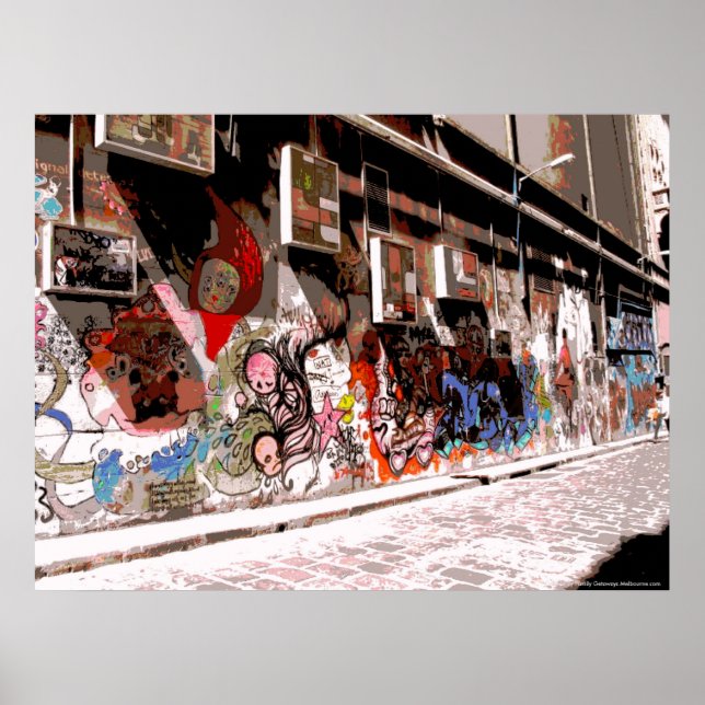 Street Art and Graffiti in Hosiers Lane, Melbourne Poster (Front)