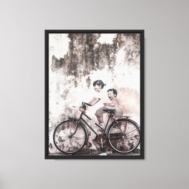 Street Art Bicycle Mural with Stretched  Canvas Print (Front)