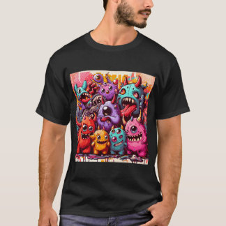 Street Art Cute Monsters Pattern T-Shirt