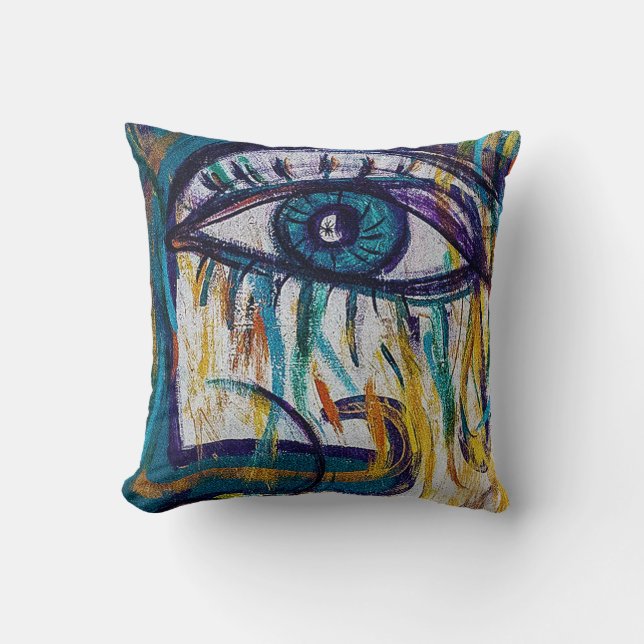 Street Art Face Throw Pillow (Front)