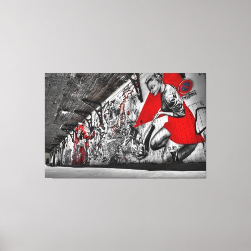 Street Art Graffiti Brno Czech Alley Tunnel  Canvas Print