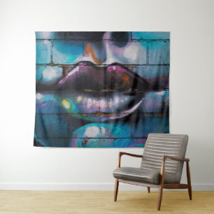 Street Art Graffiti Lips Wall Tapestry