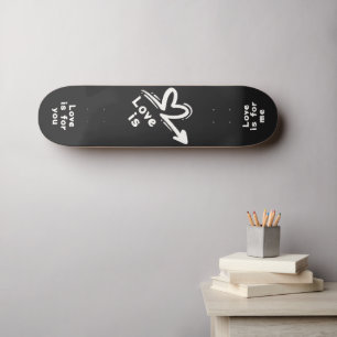 Street Art Heart Love is White and Black Skateboard