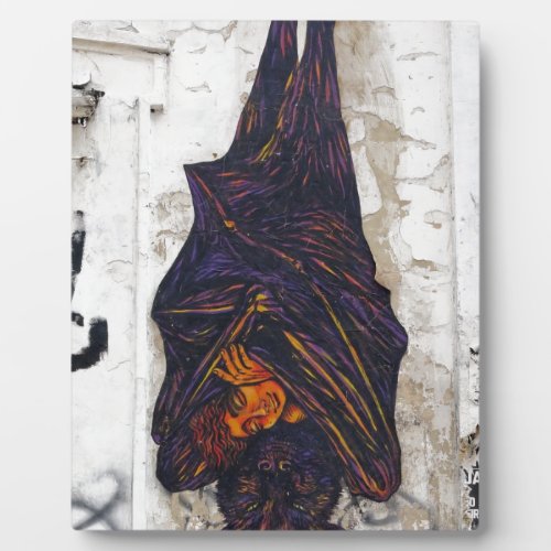 Street art mural flying fox fruit bat fantasy plaque