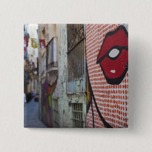 Street art on Calle de la Libertad street Button