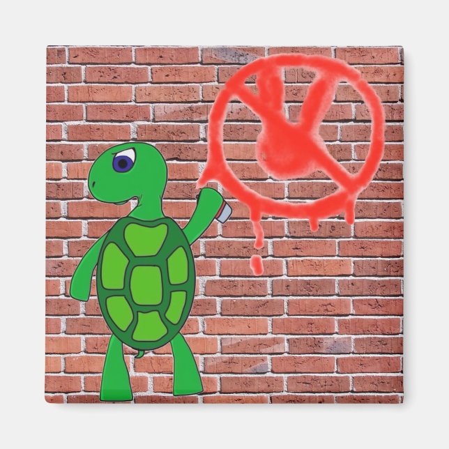Street Art Turtle Graffiti Magnet (Front)