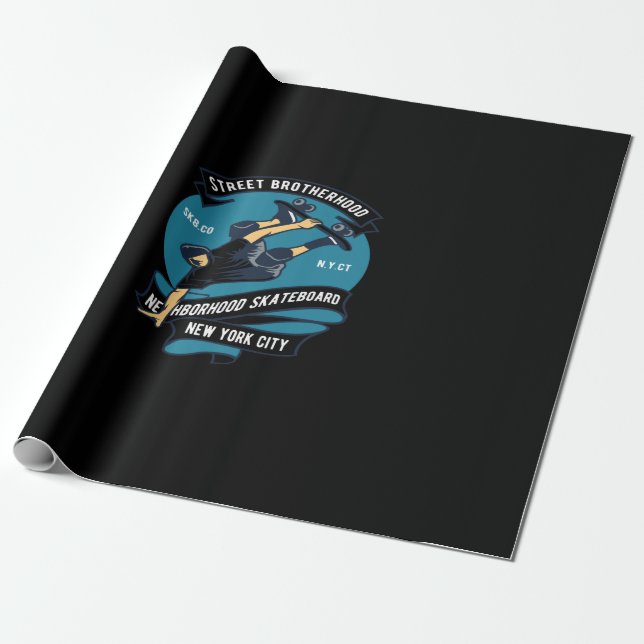 street brotherhood neighborhood skateboard wrapping paper (Unrolled)