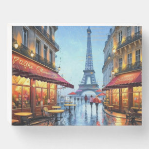 Street cafe in paris wooden box sign