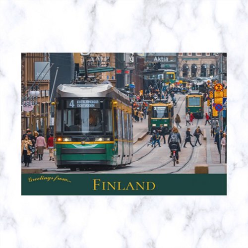 Street Cars In Aleksanterinkatu Helsinki Finland Postcard