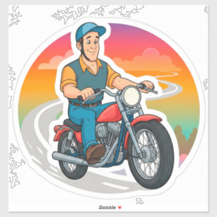 🏍️ Street Cartoon Rider Motorcycle Motion Art Sticker