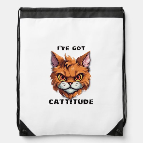 Street cat with Attitude Cattitude Drawstring Bag