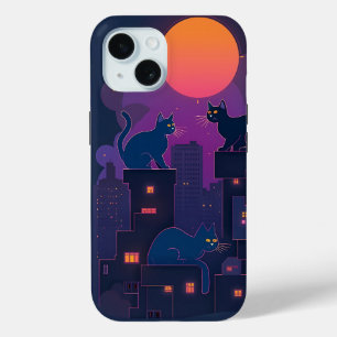 Street Cats   Neon Urban Feline Art iPhone 15 Case