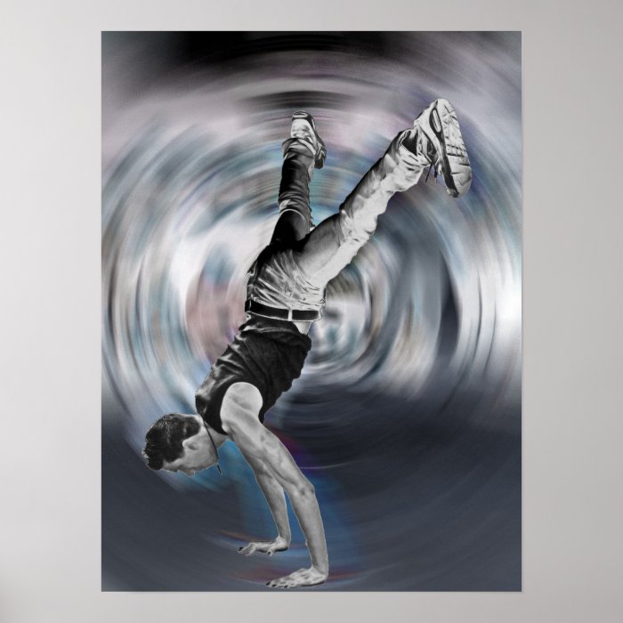 Street Dancing   Black and White Poster