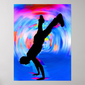 Street Dancing Silhouette Blues Reds Pink Shades Poster Street Dancing Silhouette Blues Reds Pink Shades Poster