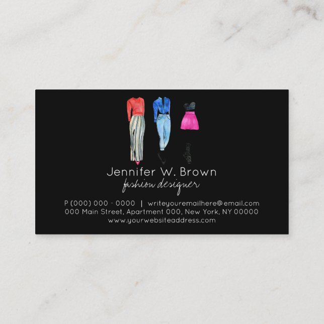 Street Fashion Consultant Clothing Popup Black Business Card (Back)