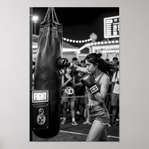 Street Fight Spirit in Monochrome Poster