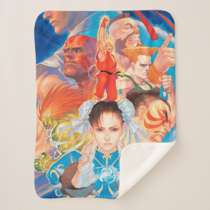 Street Fighter 2 Chun-Li Group Sherpa Blanket