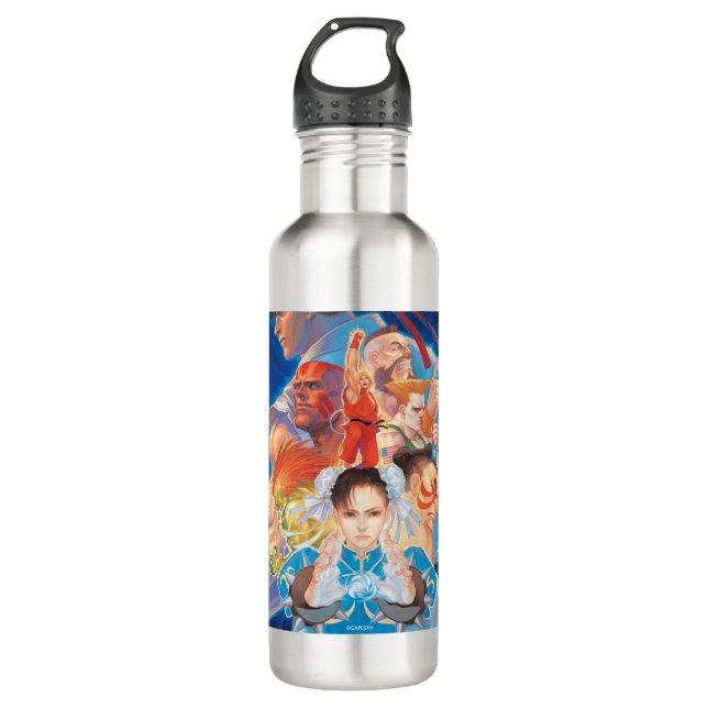 Street Fighter 2 Chun-Li Group Stainless Steel Water Bottle (Front)