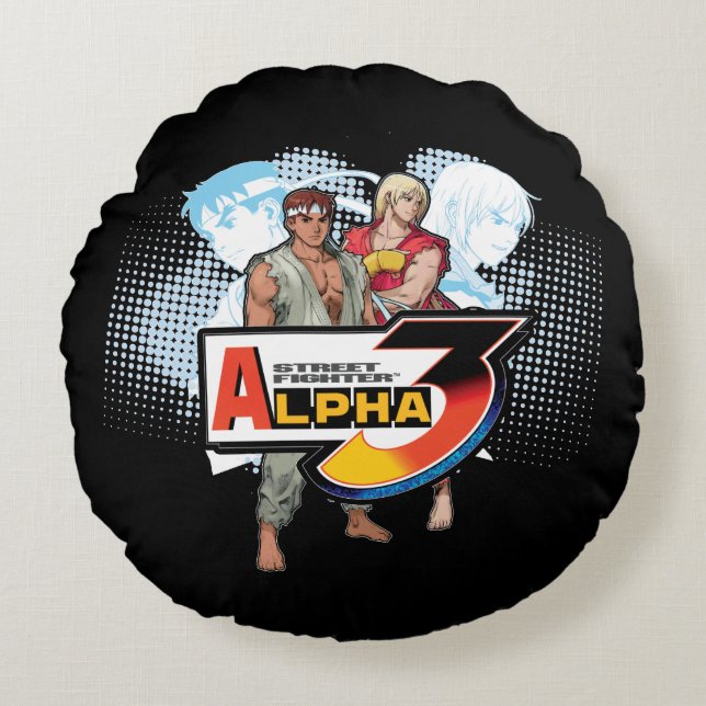 Street Fighter Alpha 3 Ken & Ryu 2 Round Pillow (Front)