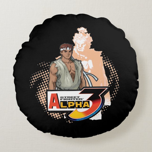 Street Fighter Alpha 3 Ryu & Akuma 2 Round Pillow (Front)