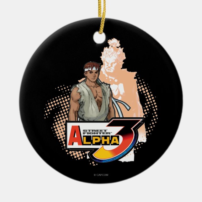 Street Fighter Alpha 3 Ryu & Akuma Ceramic Ornament (Front)