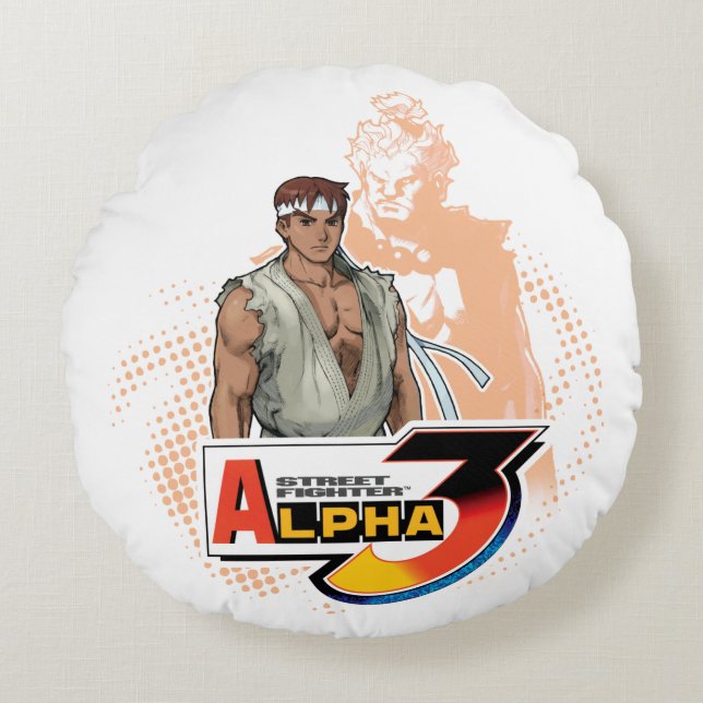 Street Fighter Alpha 3 Ryu & Akuma Round Pillow (Front)