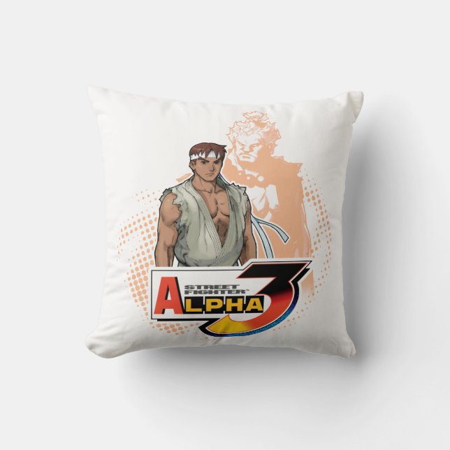 Street Fighter Alpha 3 Ryu & Akuma Throw Pillow (Front)