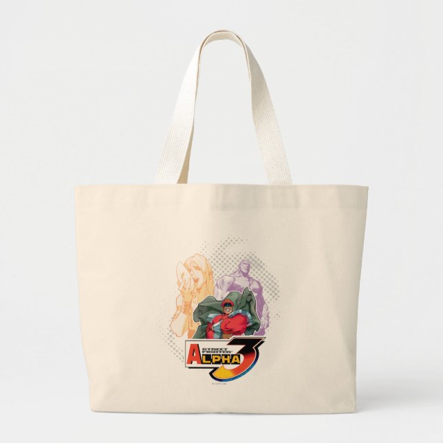 Street Fighter Alpha 3 Shadowloo Large Tote Bag (Front)