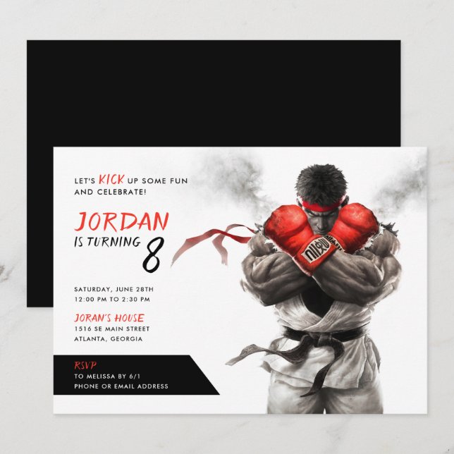 Street Fighter Birthday Invitation (Front/Back)