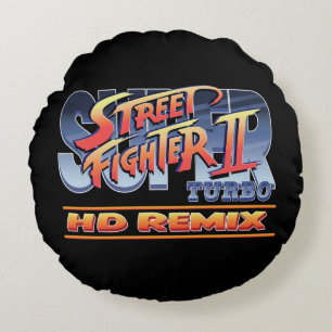 Street Fighter II Turbo HD Remix Logo Round Pillow