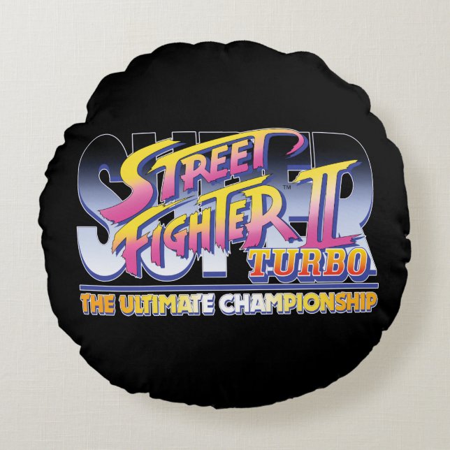 Street Fighter II Turbo UC Logo 2 Round Pillow (Front)