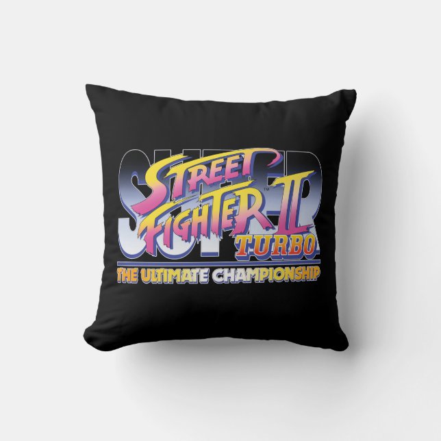 Street Fighter II Turbo UC Logo 2 Throw Pillow (Front)