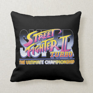 Street Fighter II Turbo UC Logo 2 Throw Pillow