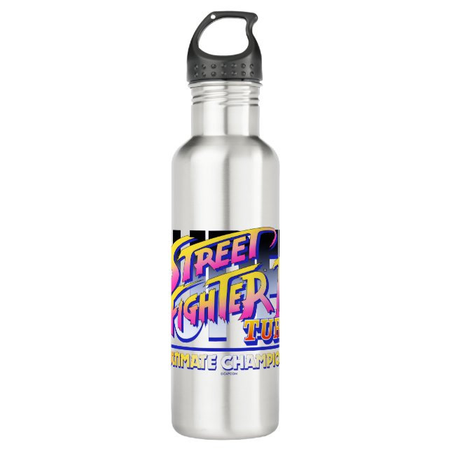 Street Fighter II Turbo UC Logo Stainless Steel Water Bottle (Front)