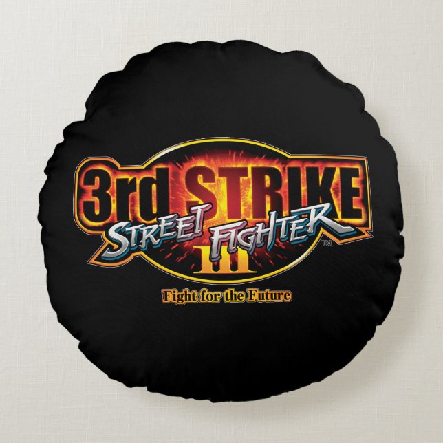 Street Fighter III 3rd Strike Logo Round Pillow (Front)