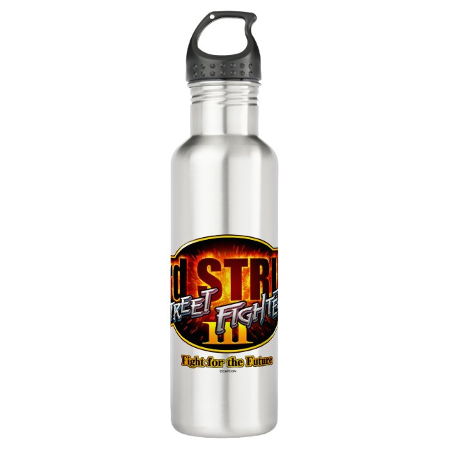 Street Fighter III 3rd Strike Logo Stainless Steel Water Bottle (Front)