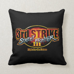 Street Fighter III 3rd Strike Logo Throw Pillow