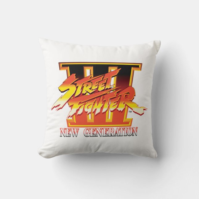 Street Fighter III New Generation Logo 2 Throw Pillow (Front)