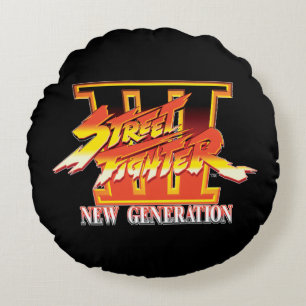 Street Fighter III New Generation Logo Round Pillow