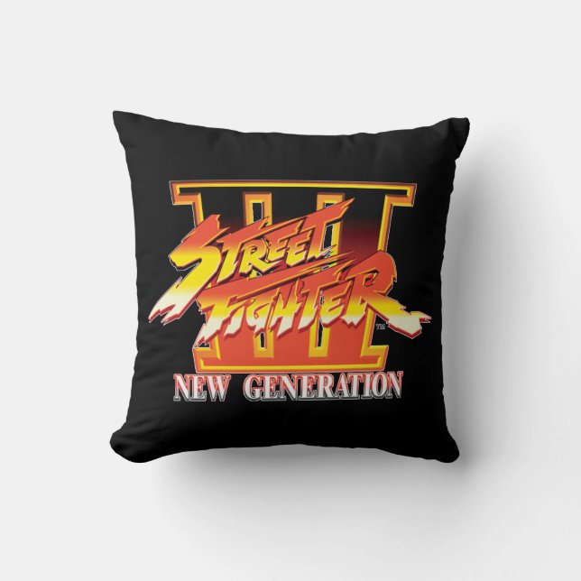 Street Fighter III New Generation Logo Throw Pillow (Front)