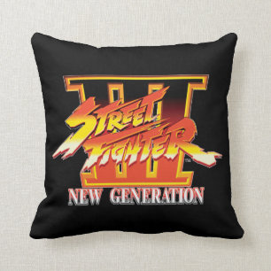 Street Fighter III New Generation Logo Throw Pillow