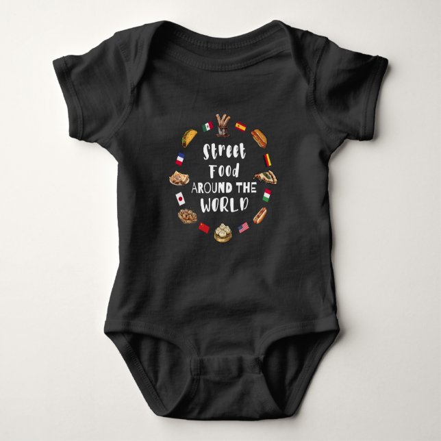 Street food around the world baby bodysuit (Front)