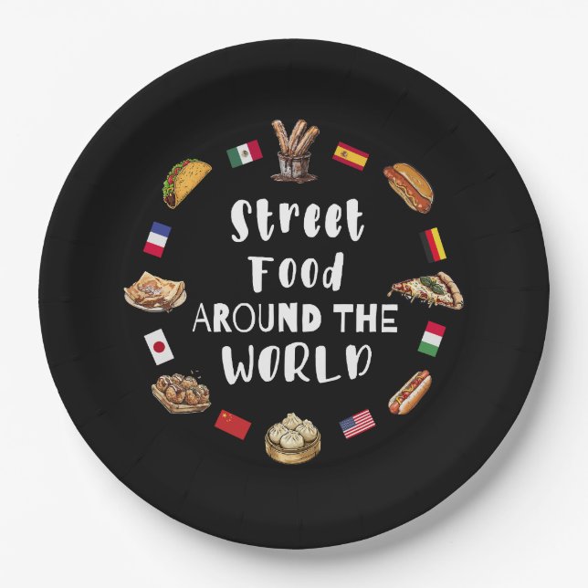 Street food around the world paper plates (Front)