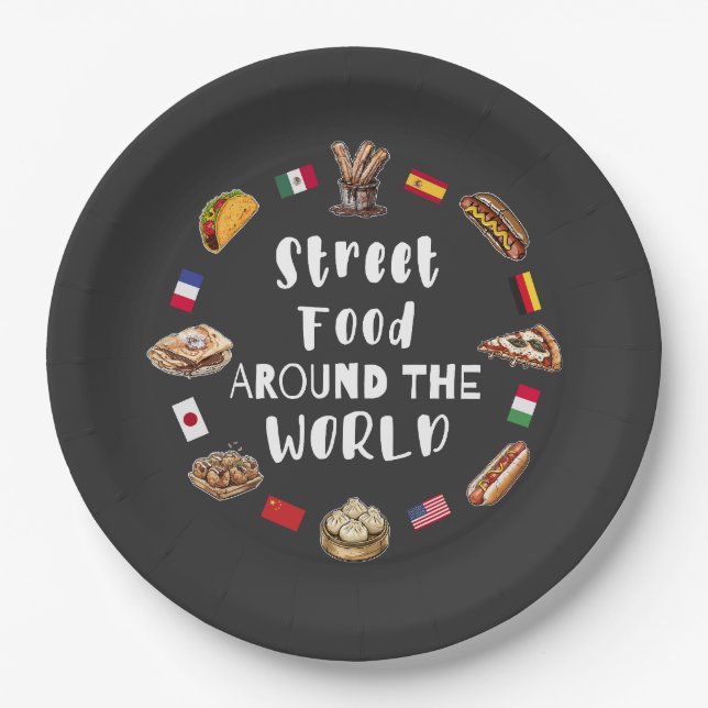 Street food around the world paper plates (Front)