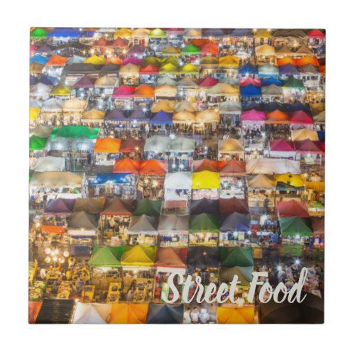 Street Food Market Rod Fai Bangkok Thailand Ceramic Tile